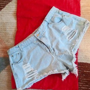 Plus Raw Hem Ladder Distressed Shorts